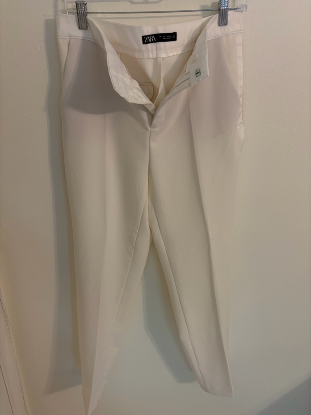 Zara Cream High-Rise Tailored Trousers